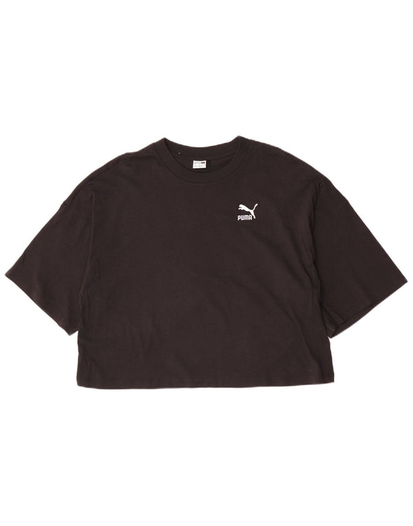Camiseta feminina Puma Crop Top UK 16 grande algodão preto