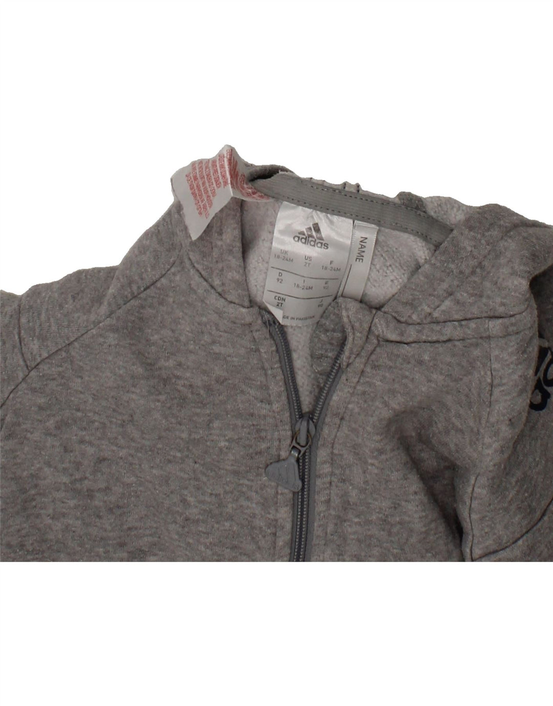 ADIDAS Baby Boys Graphic Zip Hoodie Sweater 18-24 Months Grey Cotton Vintage Adidas and Second-Hand Adidas from Messina Hembry 