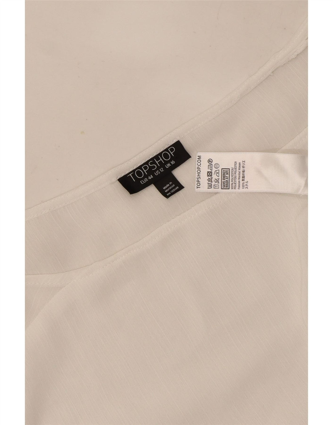 Blusa feminina de manga comprida Topshop UK 16 grande poliéster branco
