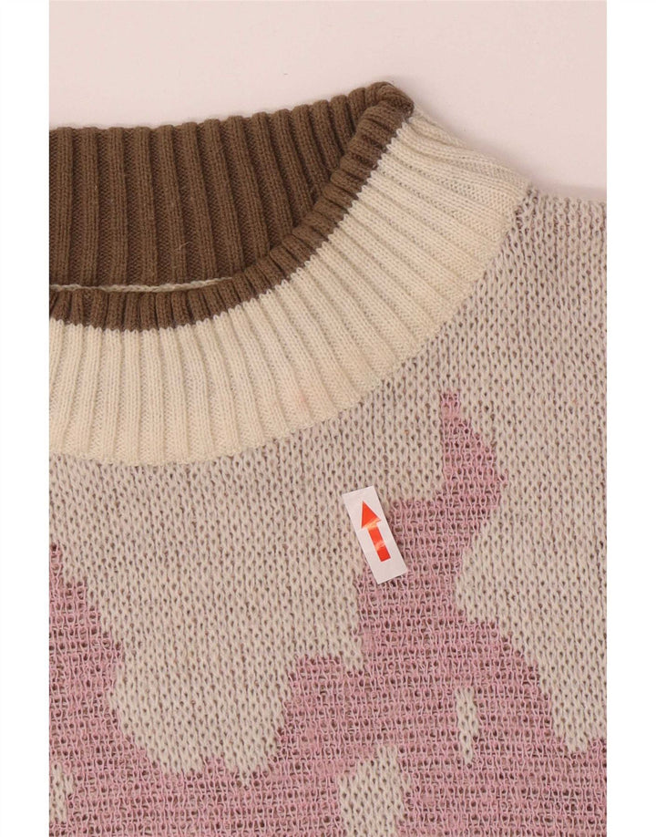 Suéter feminino Stella com gola tartaruga UE 42 grande bloco colorido cinza