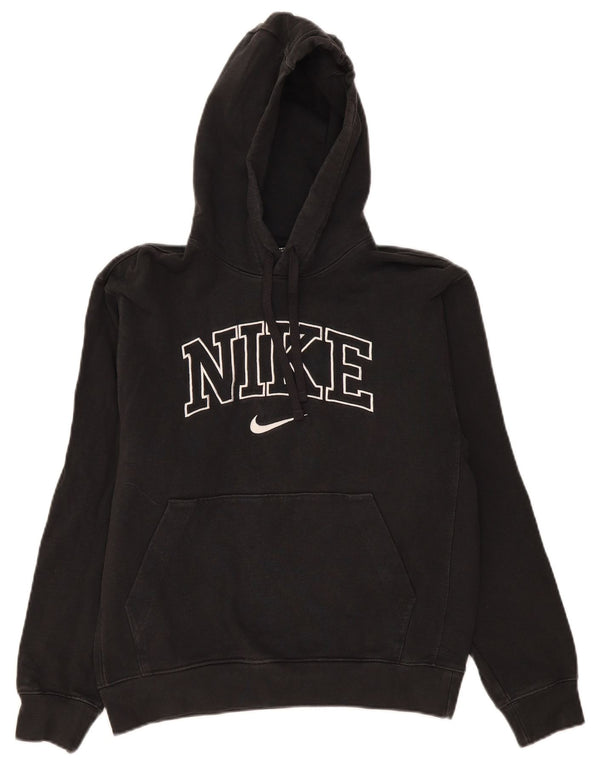 Jumper com capuz Nike feminino gráfico oversized UK 10 pequeno algodão preto