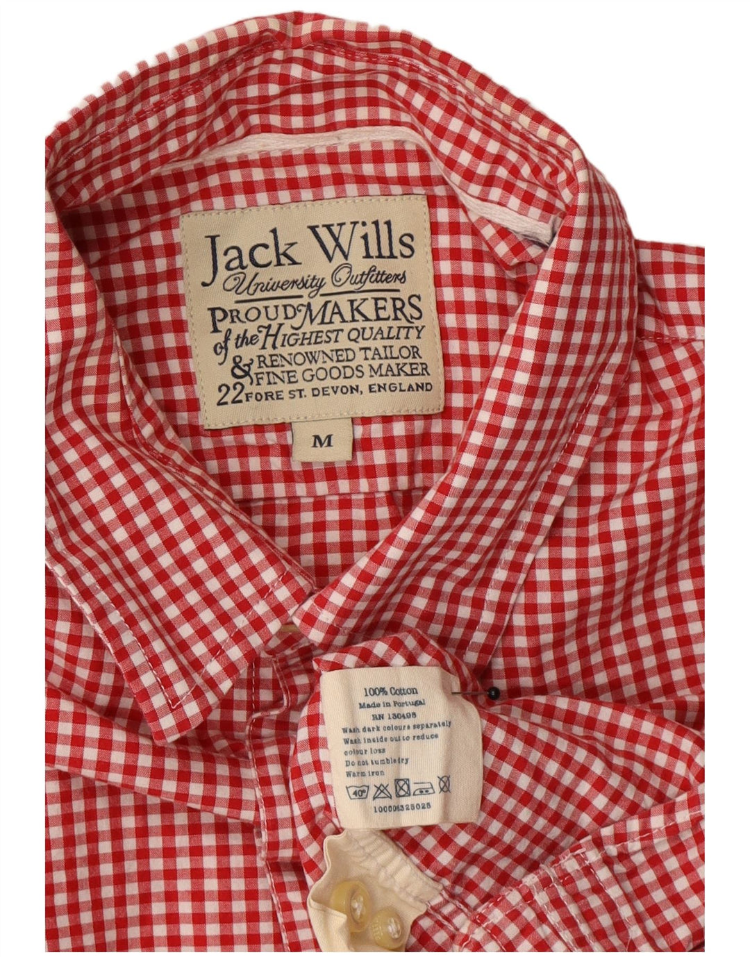 Camisa masculina Jack Wills médio vermelho algodão guingão