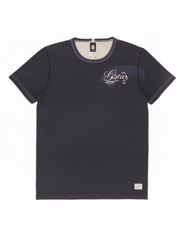 Camiseta gráfica masculina G-Star Top grande algodão azul marinho