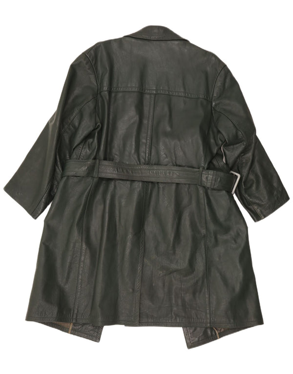 Casaco de couro feminino vintage UK 16 grande verde