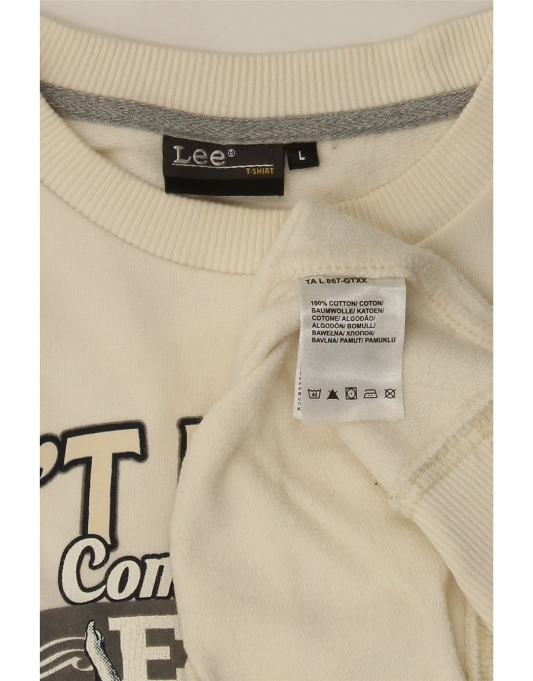 Suéter gráfico feminino Lee UK 16 grande algodão branco