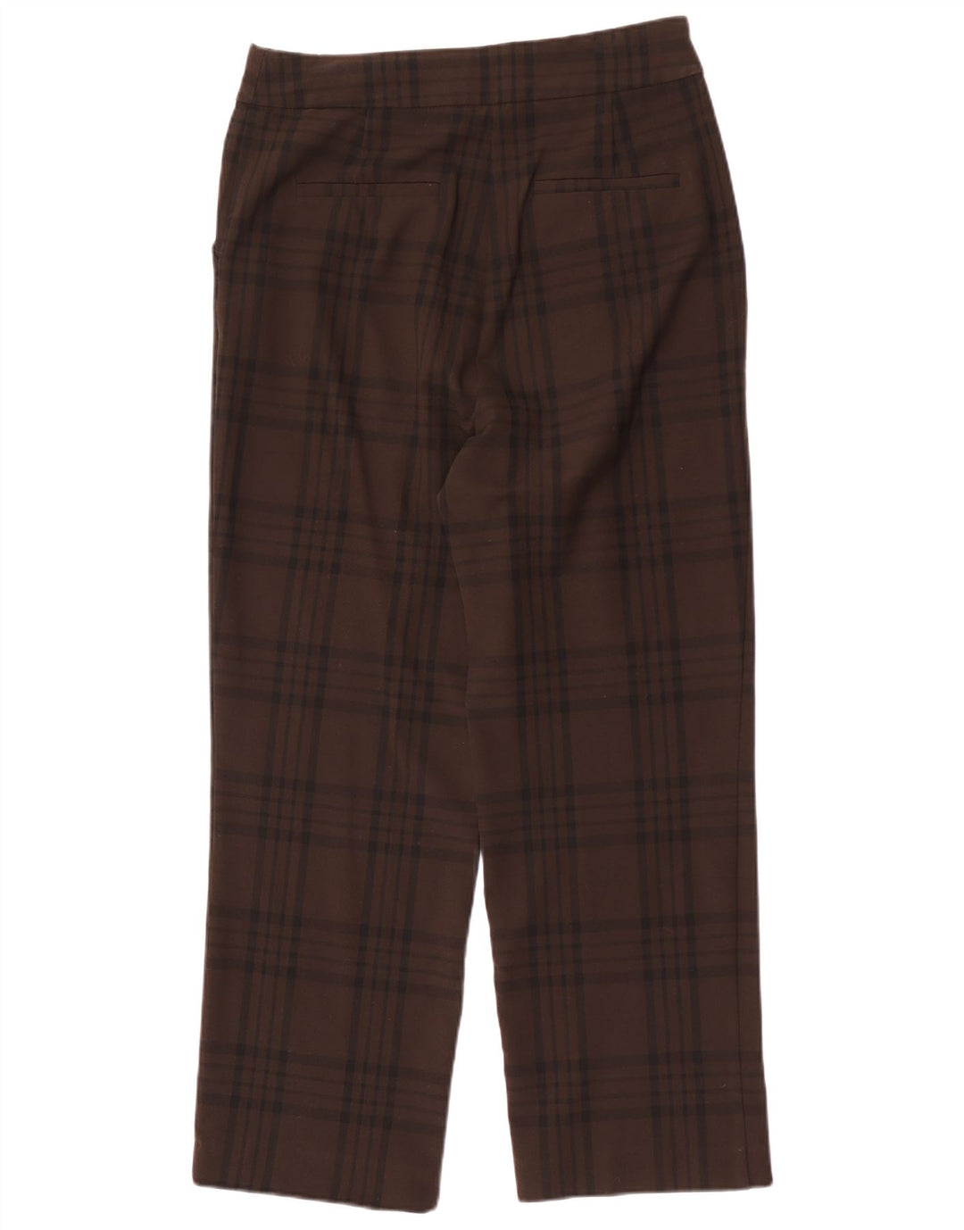 Calça chino reta feminina Zara grande W30 L29 poliéster xadrez marrom