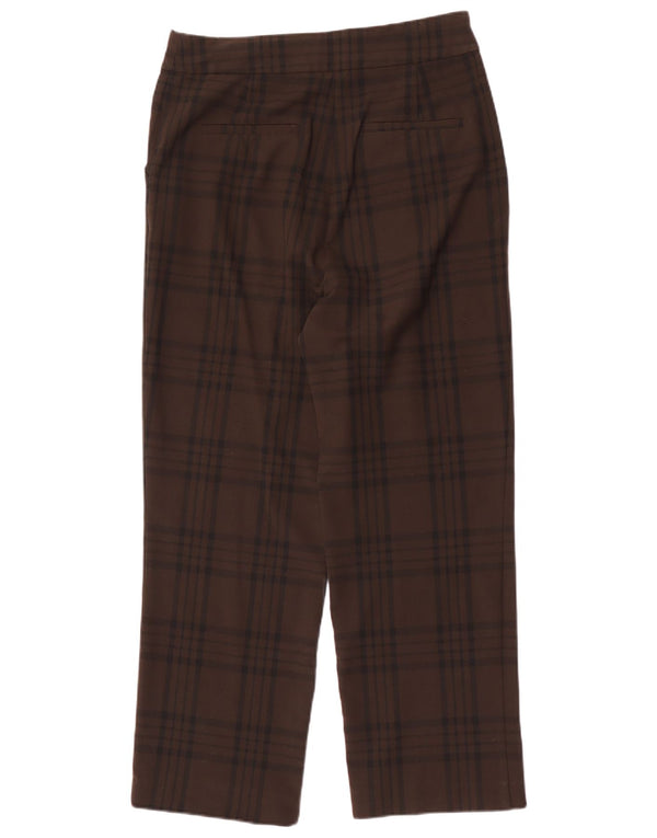 Calça chino reta feminina Zara grande W30 L29 poliéster xadrez marrom