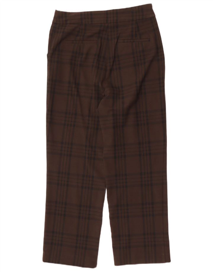 Calça chino reta feminina Zara grande W30 L29 poliéster xadrez marrom