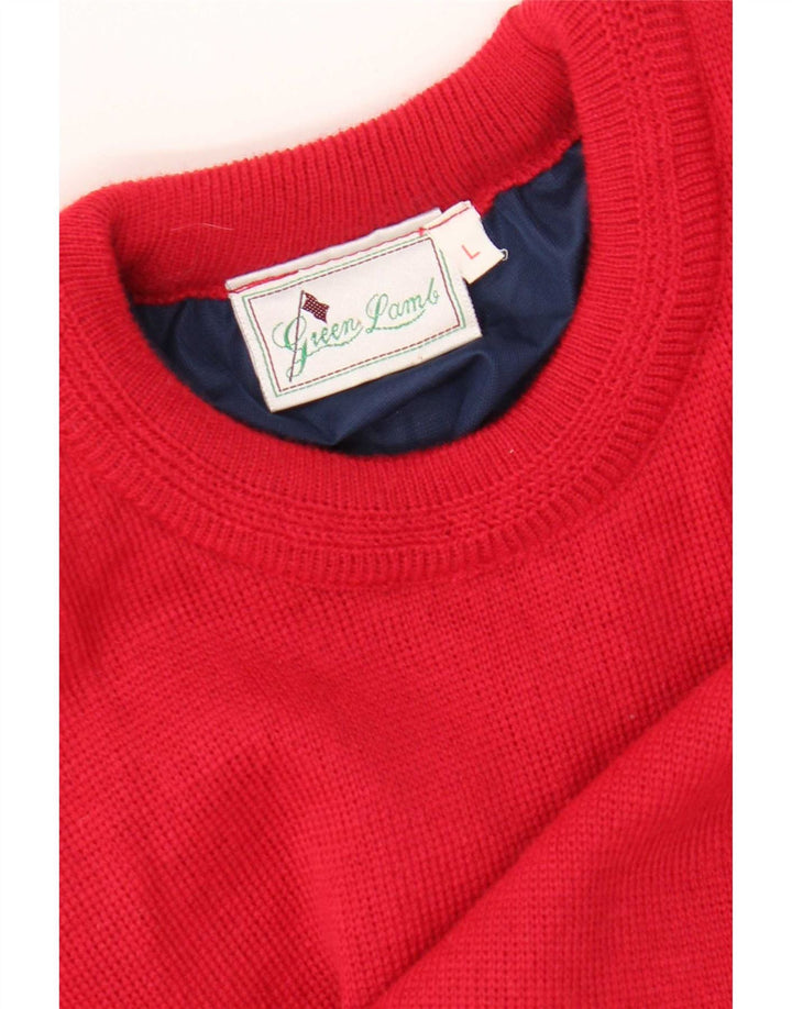 Suéter masculino Green Lamb com gola redonda grande vermelho