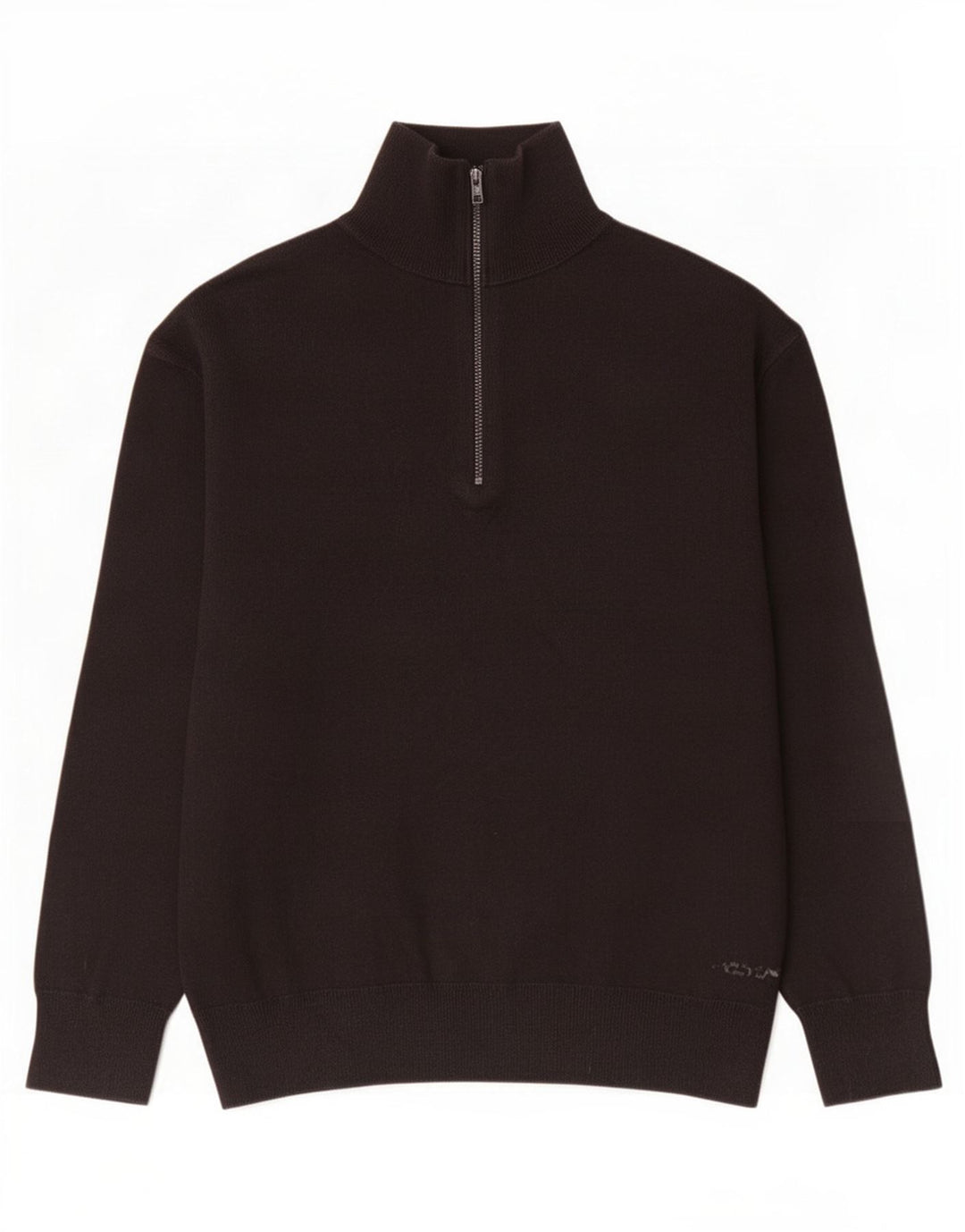 Suéter masculino Zara com zíper e gola alta de algodão preto médio