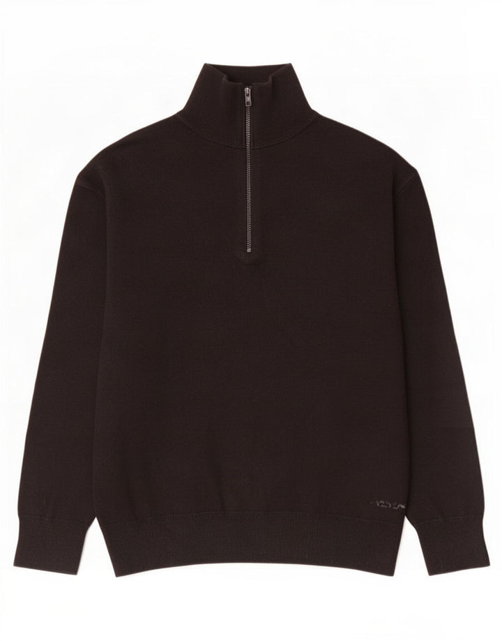 Suéter masculino Zara com zíper e gola alta de algodão preto médio
