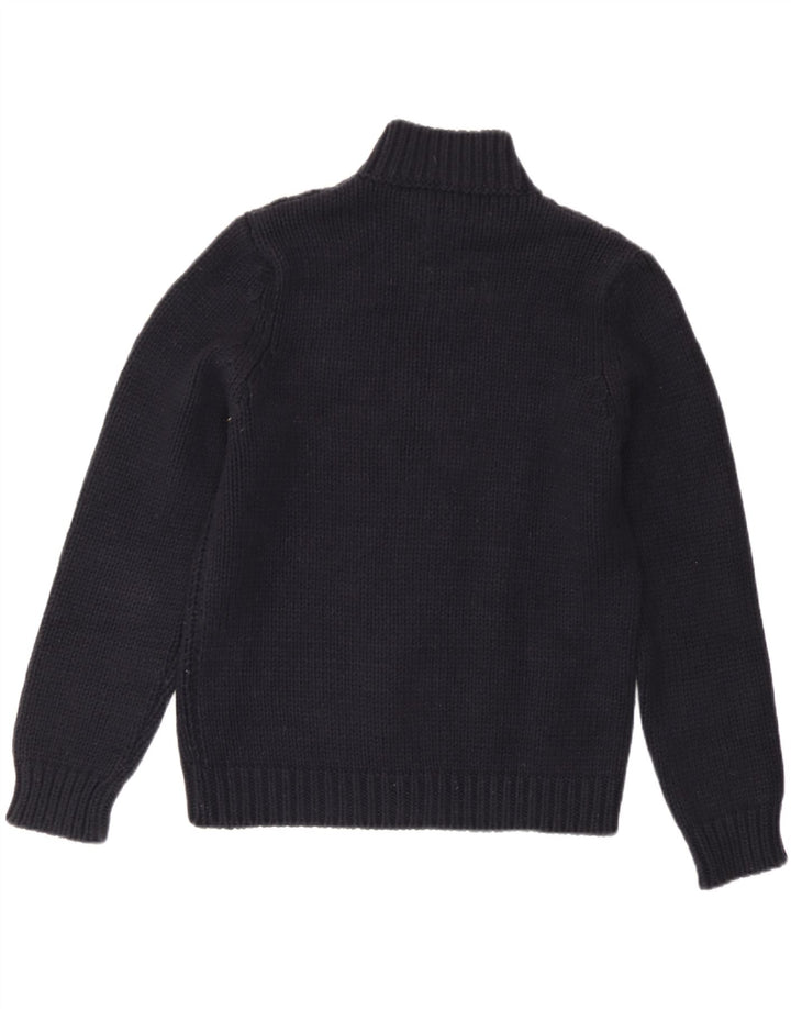 Suéter feminino Sisley com gola tartaruga Reino Unido 14 lã azul marinho médio