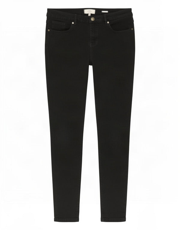 Calça jeans feminina Fat Face UK 16 grande W32 L27 algodão preto