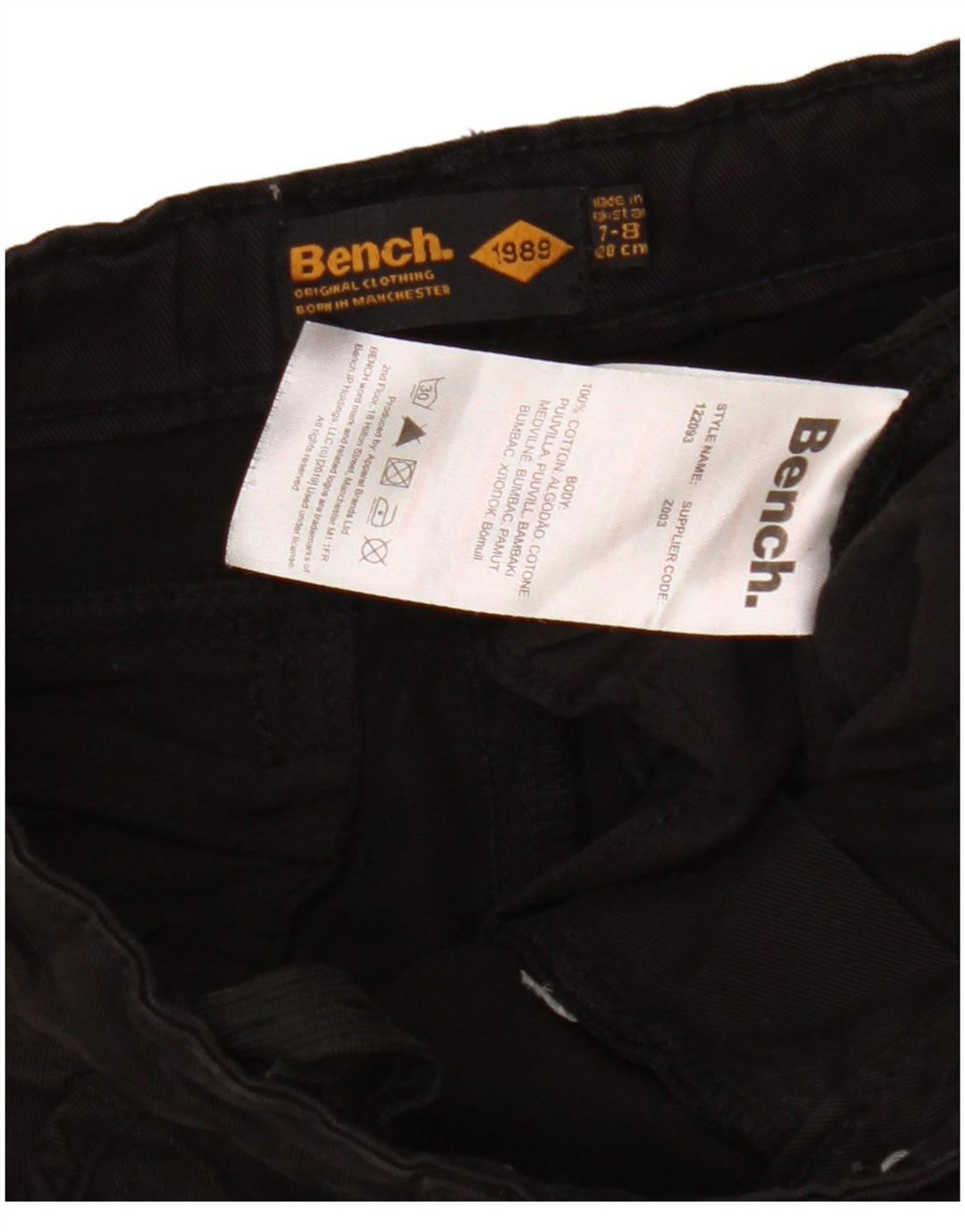 Calça cargo reta BENCH Boys 7-8 anos W25 L22 algodão preto