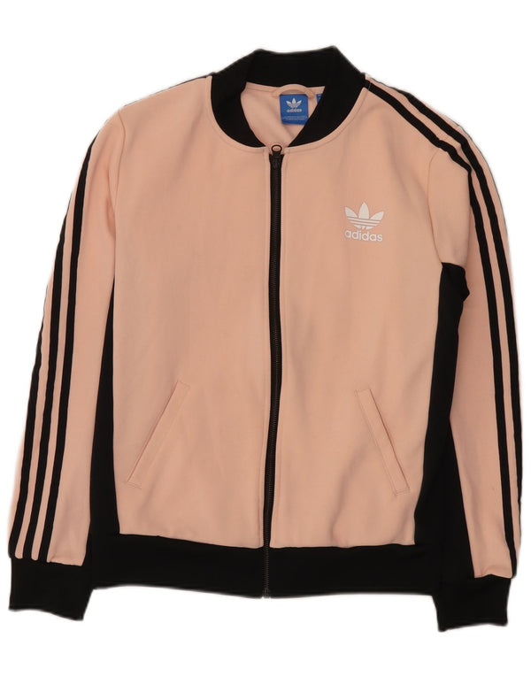 Adidas Womens Graphic Tracksuit Top Jacket UK 10 Small Pink Colourblock