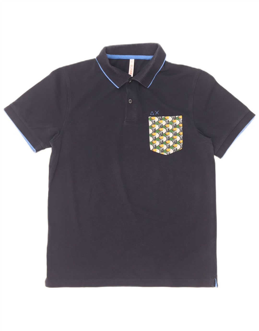 Camisa polo masculina Sun68 de algodão azul marinho médio