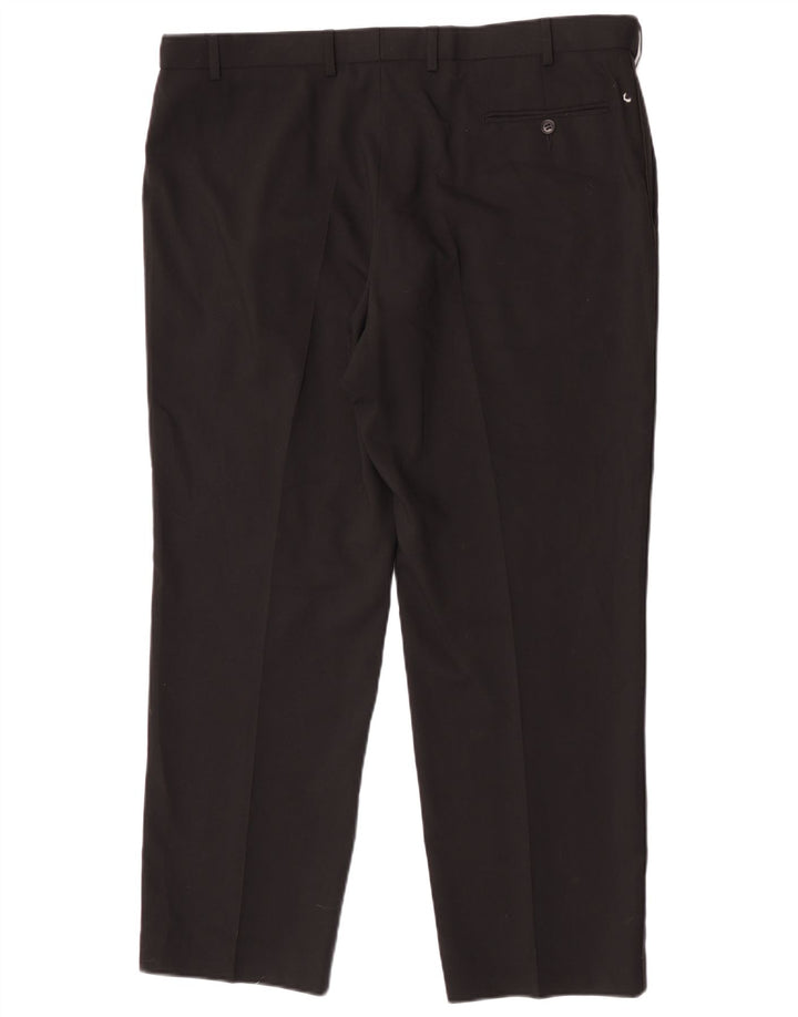 Calça masculina de ajuste regular Marks & Spencer W40 L29 lã preta