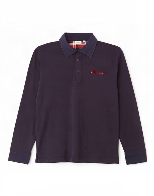 Camisa polo masculina de rugby de manga comprida Ellesse 2XL algodão azul marinho