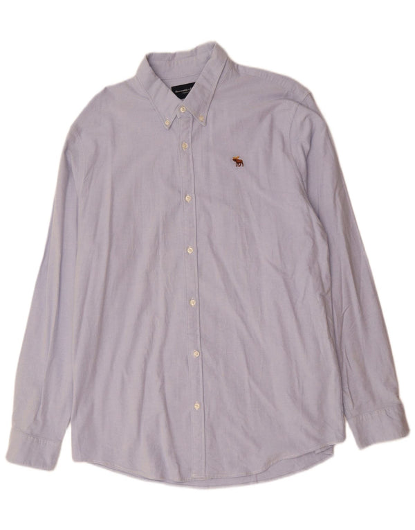 Camisa alta masculina Abercrombie & Fitch XL azul algodão