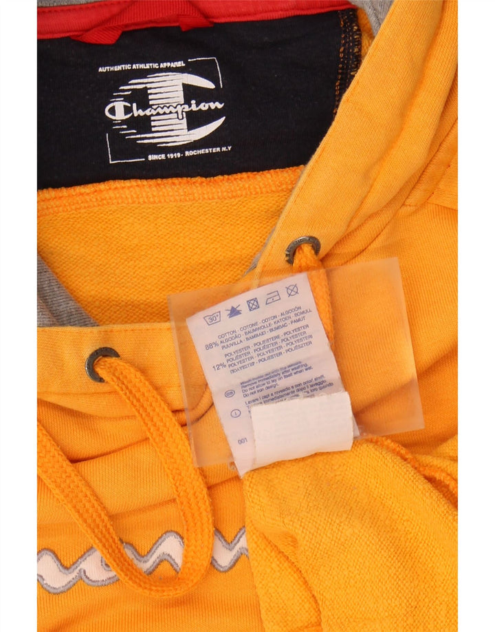 CHAMPION Mens Graphic Hoodie Jumper XL Yellow Cotton Vintage Champion and Second-Hand Champion from Messina Hembry 