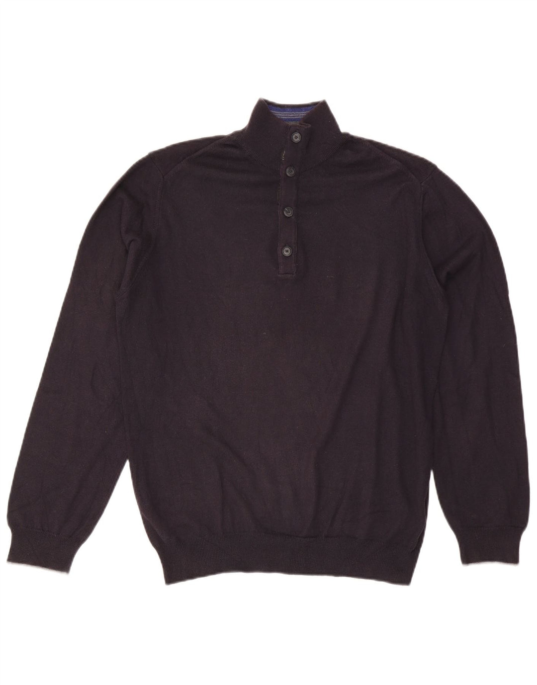 Suéter masculino Trussardi Jeans com gola redonda e botão azul marinho médio