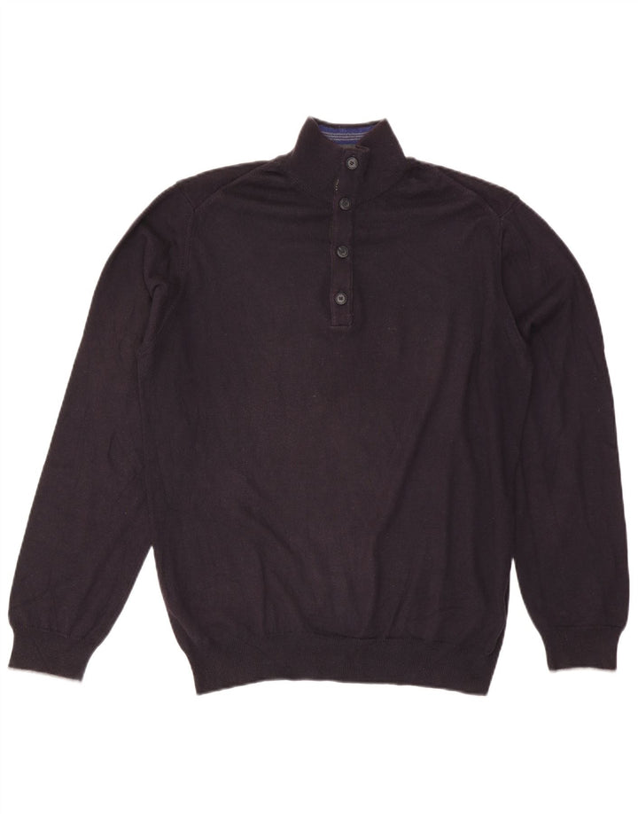 Suéter masculino Trussardi Jeans com gola redonda e botão azul marinho médio