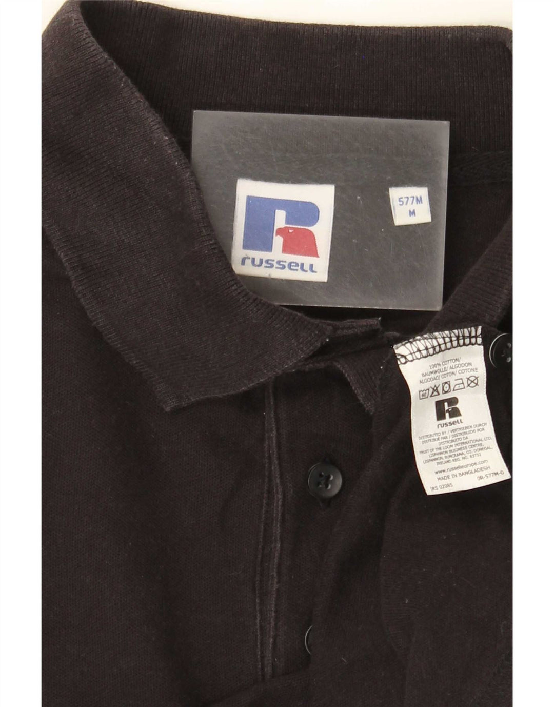 Camisa polo masculina Russell Athletic algodão preto médio