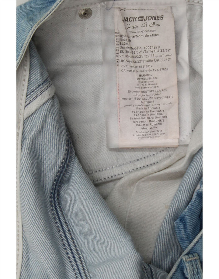 Jeans retos masculinos Jack & Jones W33 L30 algodão azul