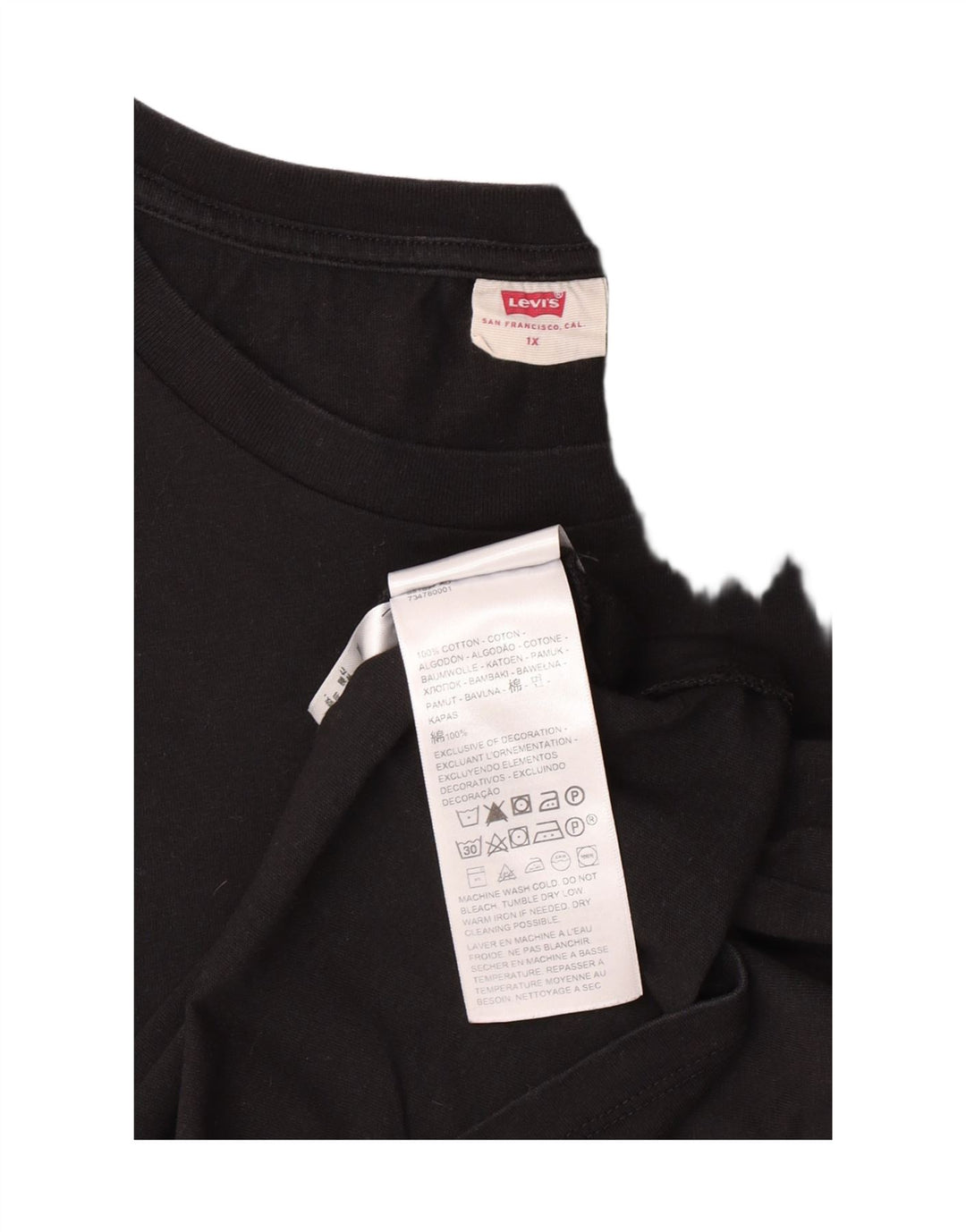 LEVI'S Womens T-Shirt Top UK 18 XL Black Cotton Vintage Levi's and Second-Hand Levi's from Messina Hembry 