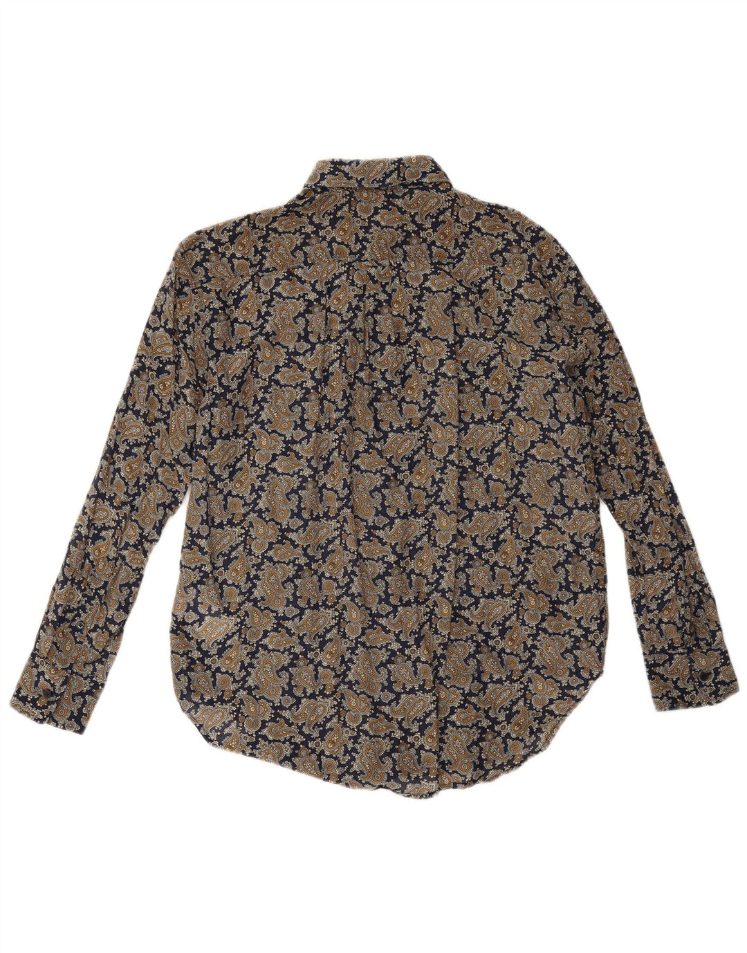 Camisa grande feminina Gant Reino Unido 8 pequena algodão paisley azul marinho