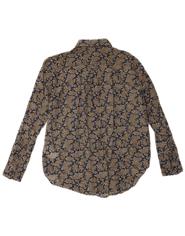 Camisa grande feminina Gant Reino Unido 8 pequena algodão paisley azul marinho
