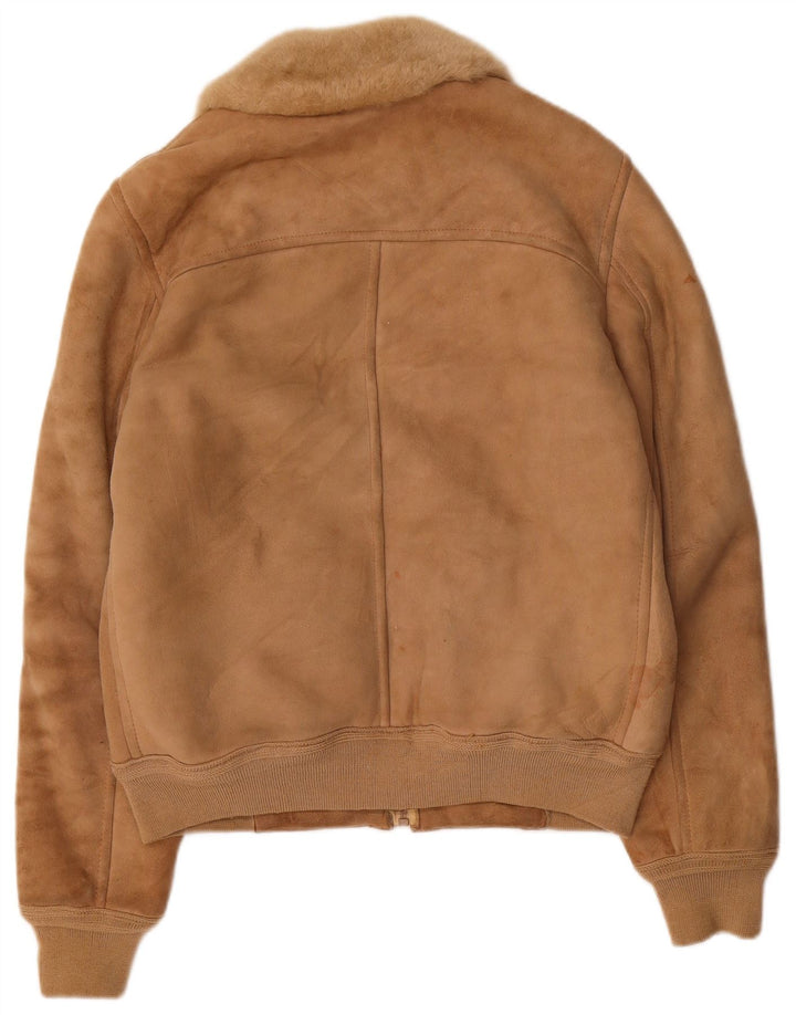 Jaqueta feminina FIBOK Shearling UK 16 grande marrom shearling