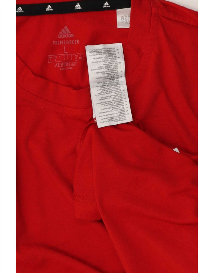 Adidas Mens Camiseta Top Grande Algodão Vermelho