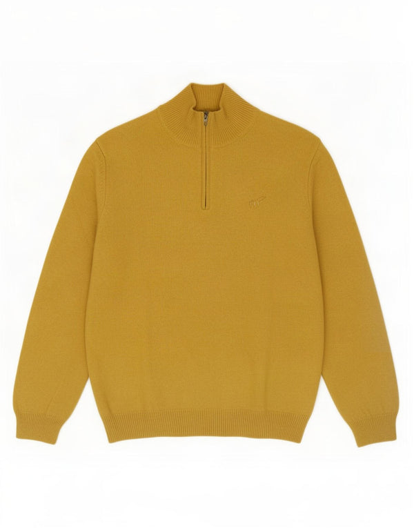 Suéter masculino Henry Cottons com zíper e gola 3XL amarelo lã nova