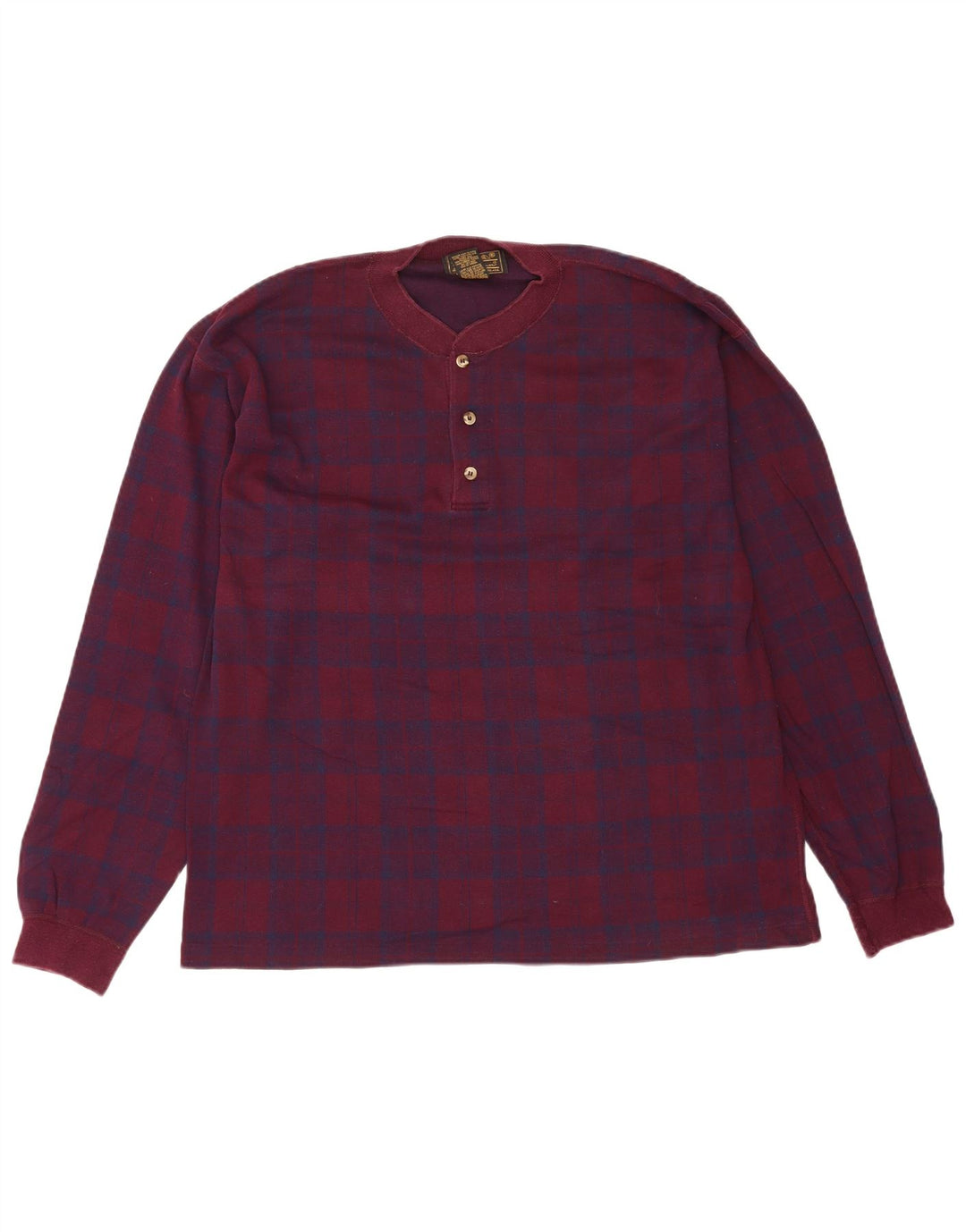 Eddie Bauer Top masculino de manga comprida grande algodão xadrez cor de vinho