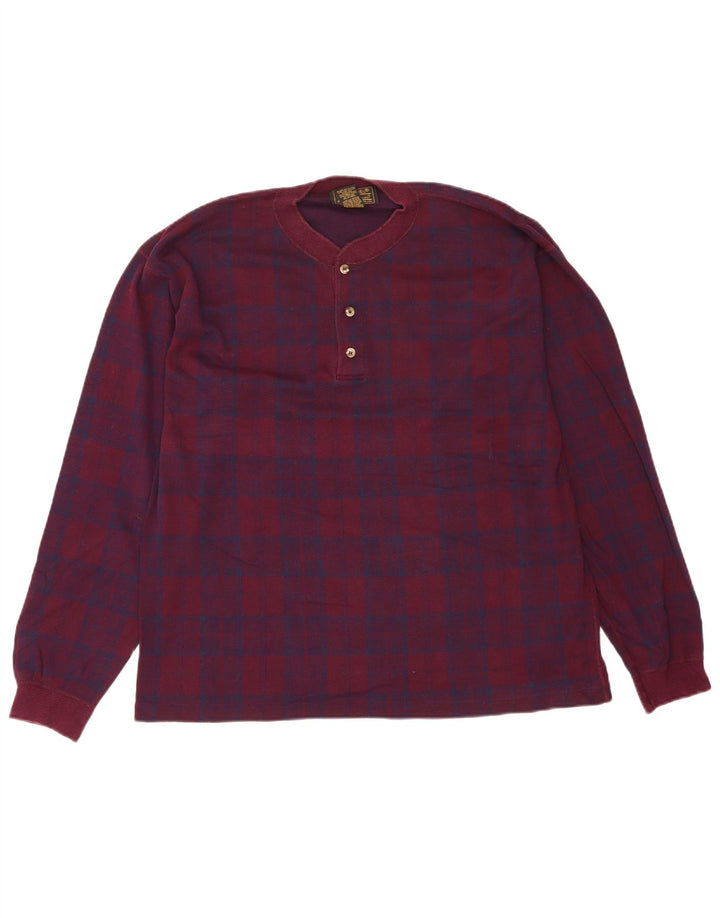 Eddie Bauer Top masculino de manga comprida grande algodão xadrez cor de vinho