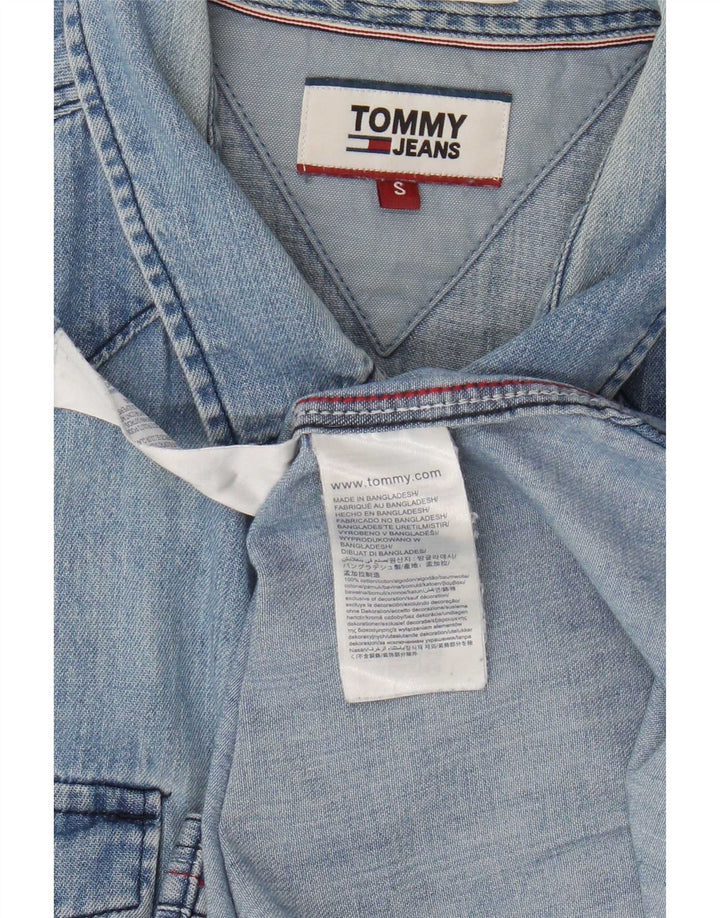 Camisa jeans masculina Tommy Hilfiger pequena azul algodão