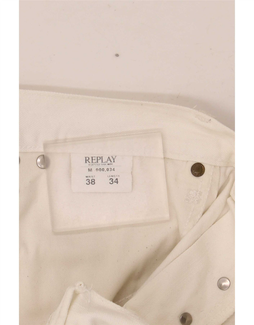 Replay Mens Straight Jeans W38 L34 Algodão Branco