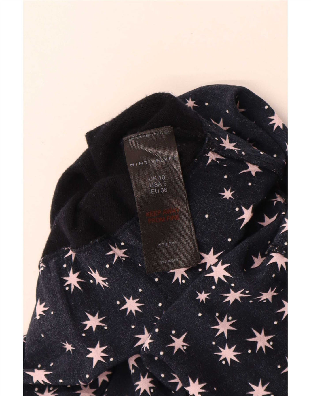 Vestido feminino MINT VELVET com padrão abstrato básico Reino Unido 10 pequeno azul marinho