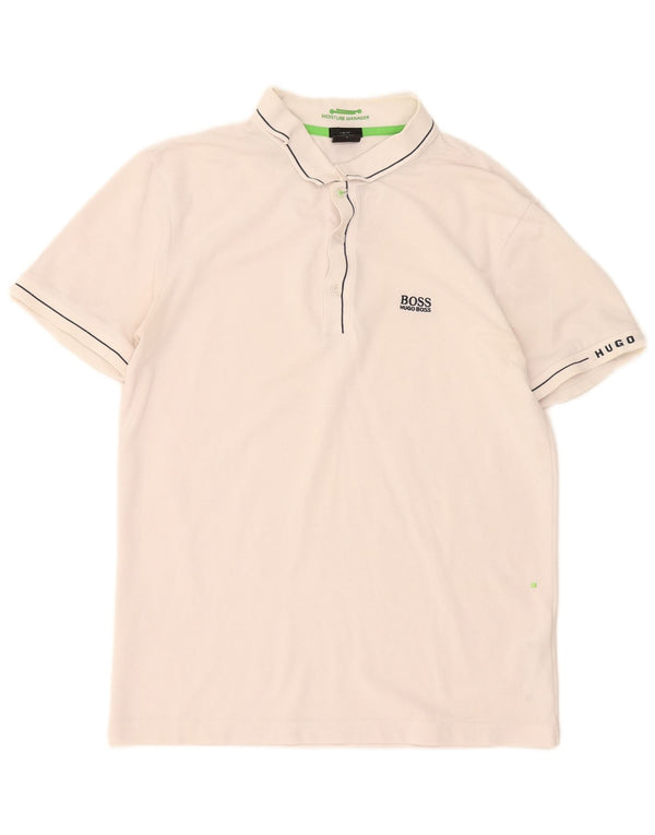 Camisa polo masculina Hugo Boss pequena algodão branco