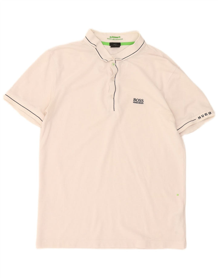 Camisa polo masculina Hugo Boss pequena algodão branco