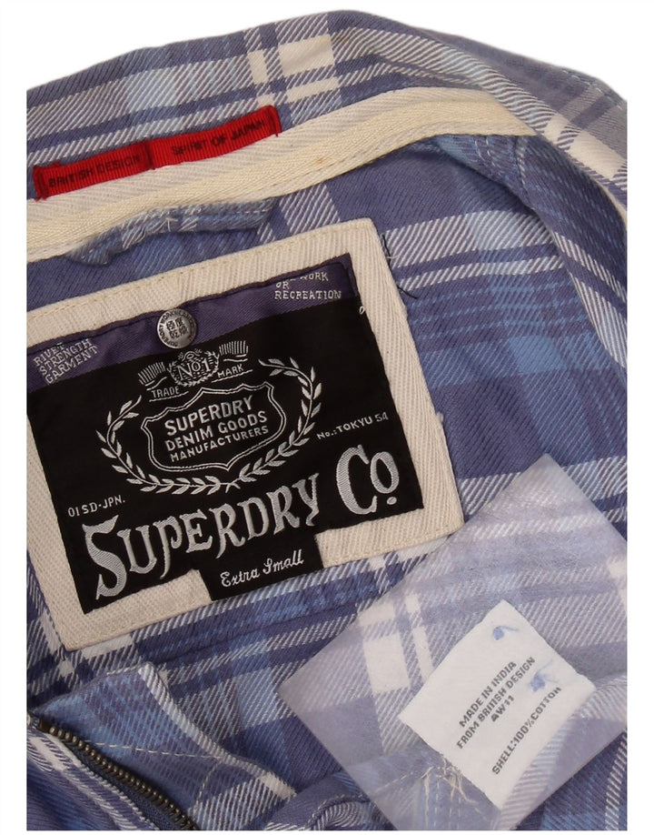 Camisa de flanela feminina SUPERDRY UK 6 XS algodão xadrez azul