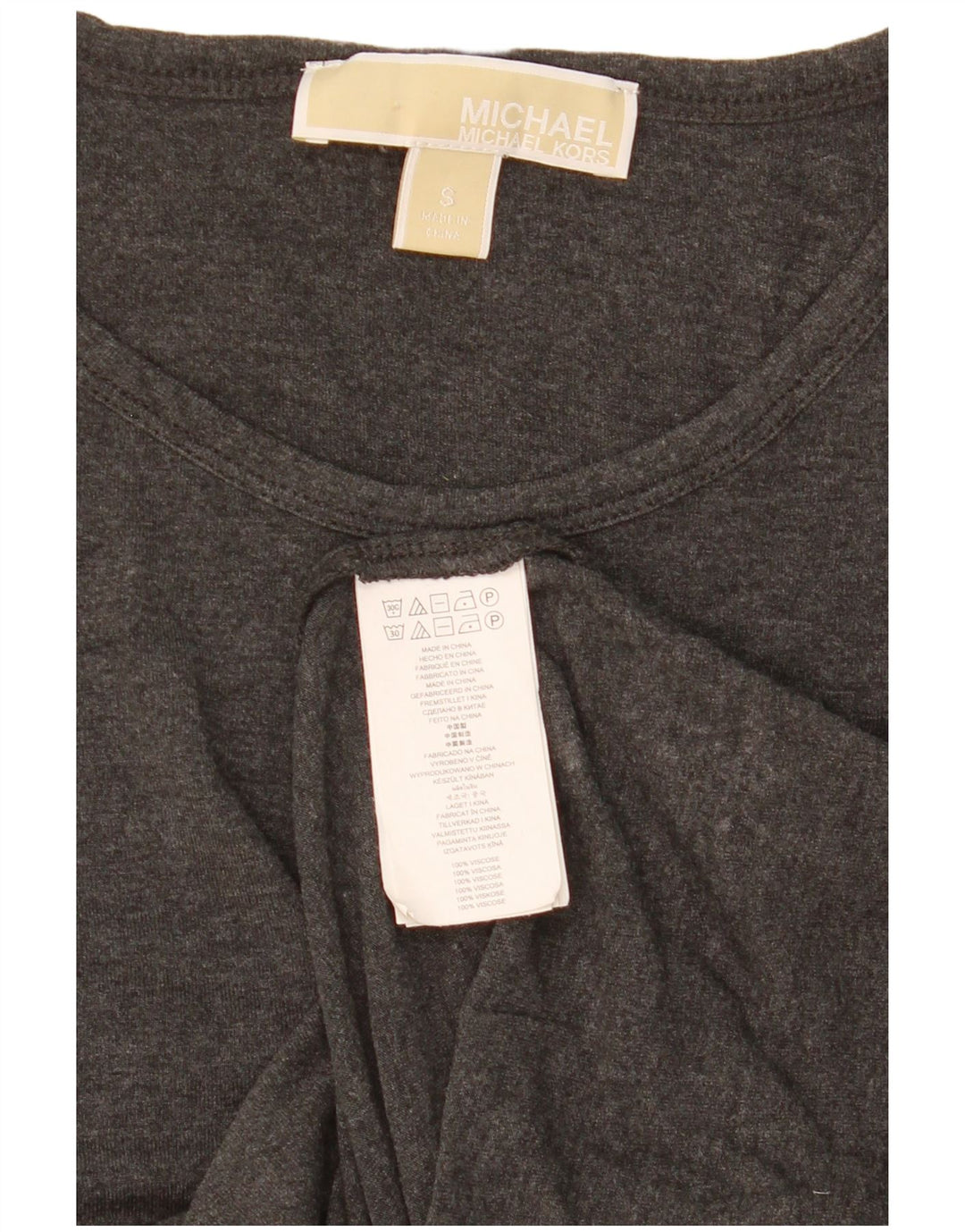 Camiseta feminina Michael Kors Top UK 10 pequena viscose cinza