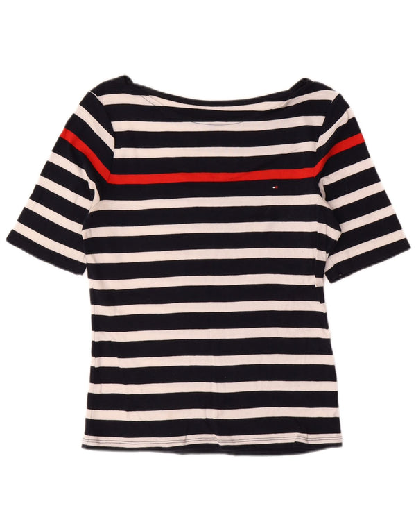 Camiseta feminina Tommy Hilfiger UK 14 grande listrada preta