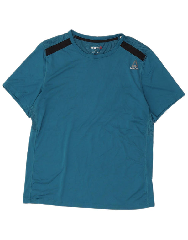 Reebok Mens T-Shirt Top Grande Azul Colorblock Poliéster