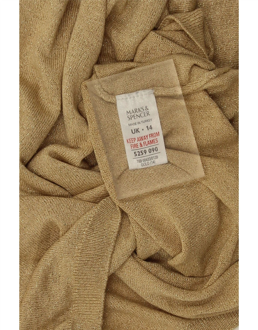 Suéter feminino Marks & Spencer com gola redonda Reino Unido 14 grande dourado salpicado