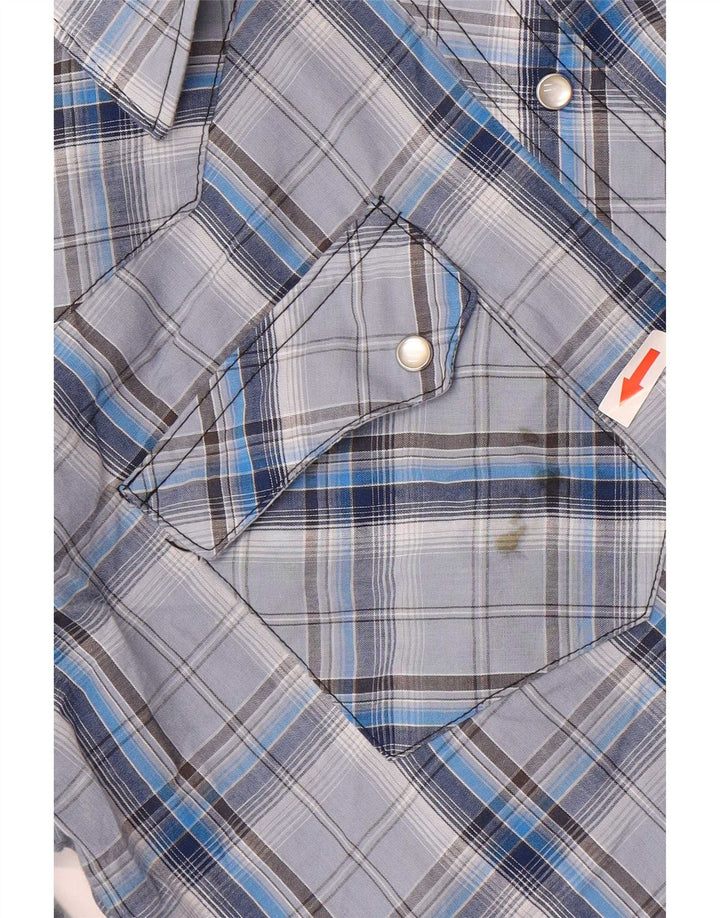 Camisa masculina Wrangler de algodão xadrez azul médio