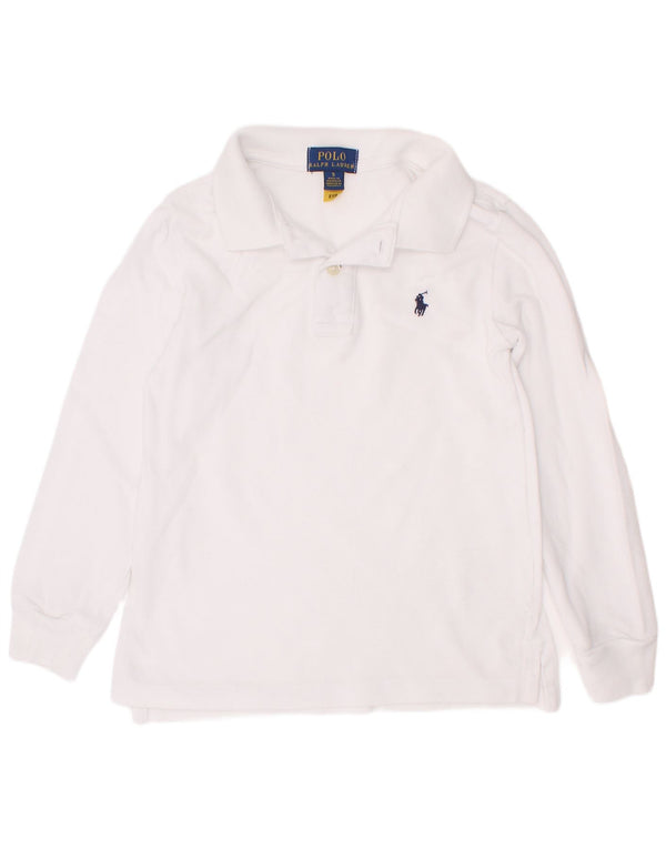 Polo Ralph Lauren Camisa masculina de manga comprida 4-5 anos algodão branco