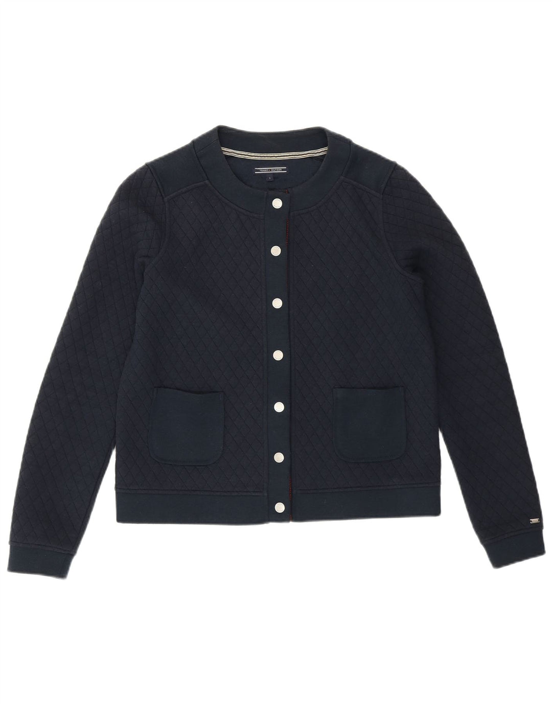 Cardigan cropped feminino TOMMY HILFIGER com ajuste solto Reino Unido 10 pequeno azul marinho