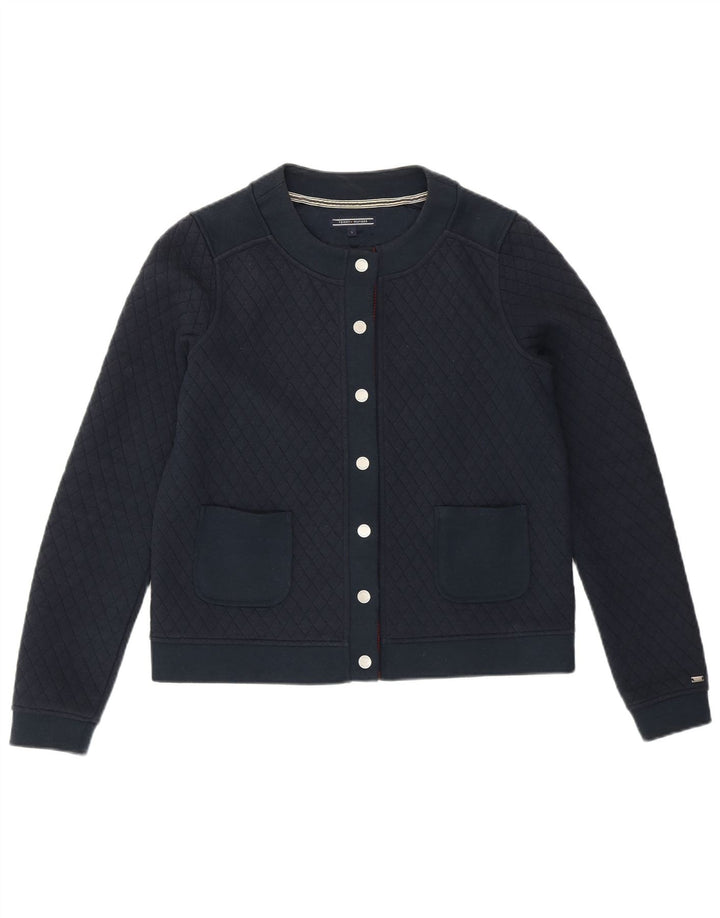 Cardigan cropped feminino TOMMY HILFIGER com ajuste solto Reino Unido 10 pequeno azul marinho